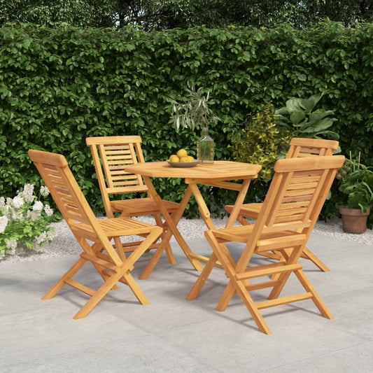 Berkfield 5 Piece Garden Dining Set Solid Wood Teak