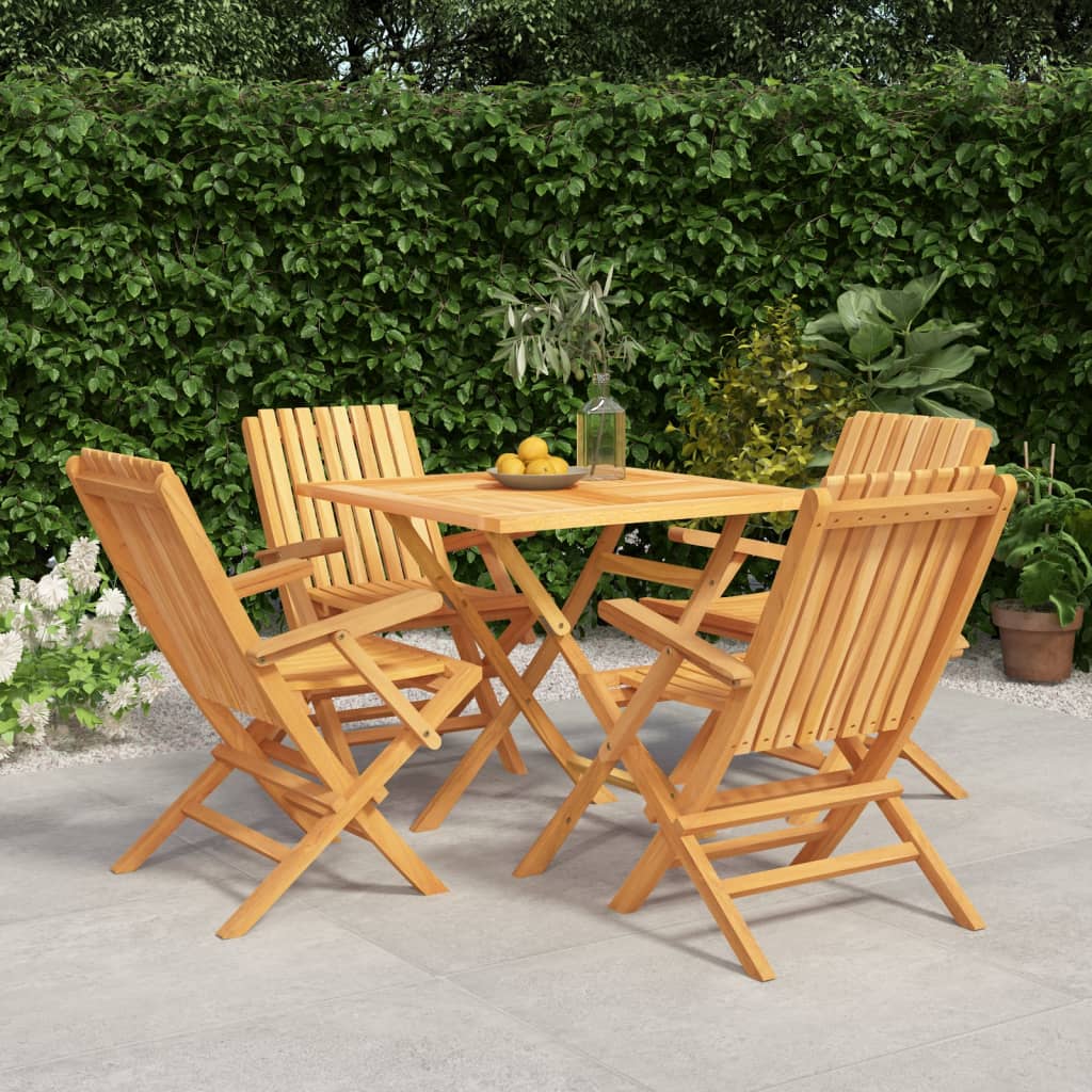 Berkfield 5 Piece Garden Dining Set Solid Wood Teak