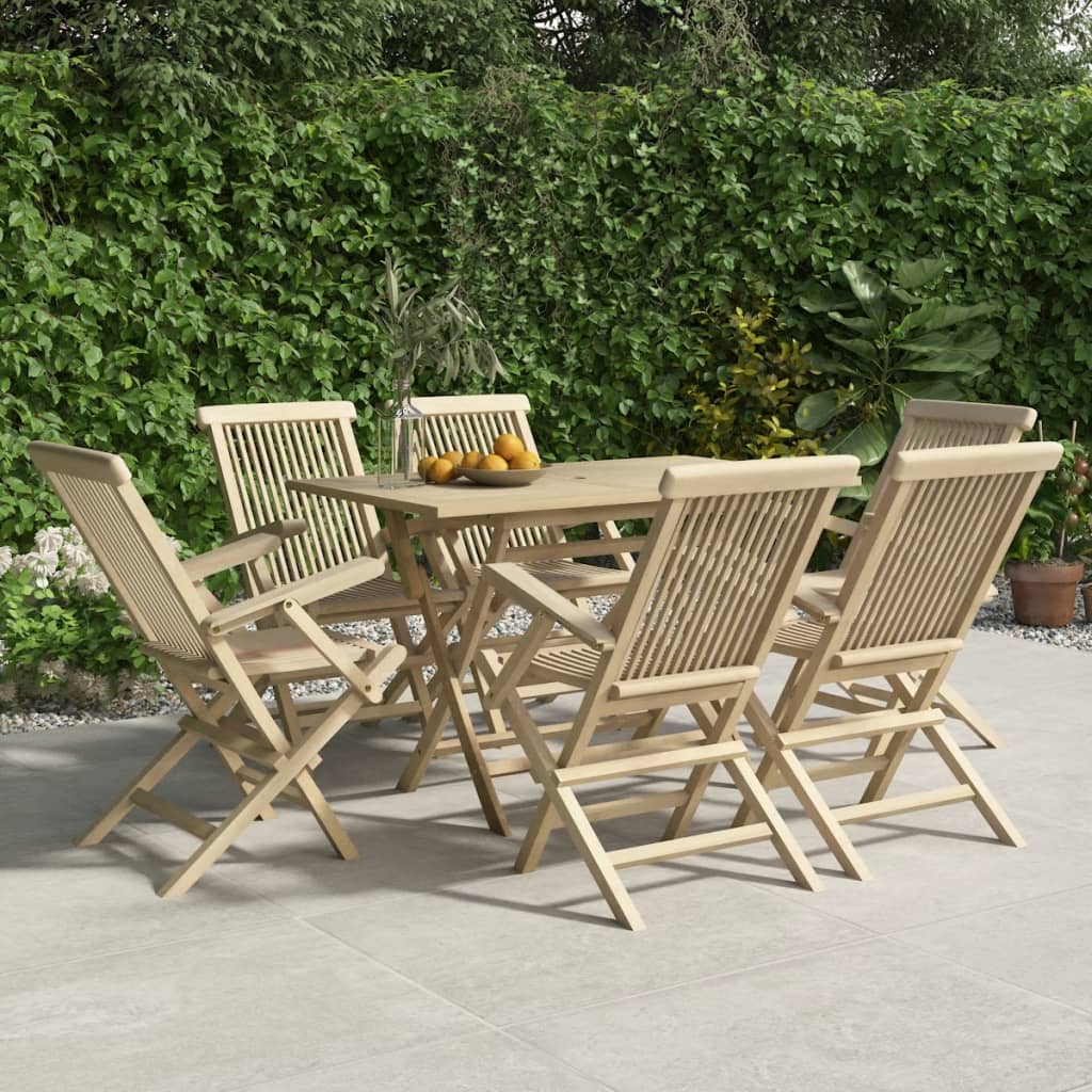 Berkfield Folding Garden Chairs 6 pcs Grey 56x61x89 cm Solid Wood Teak