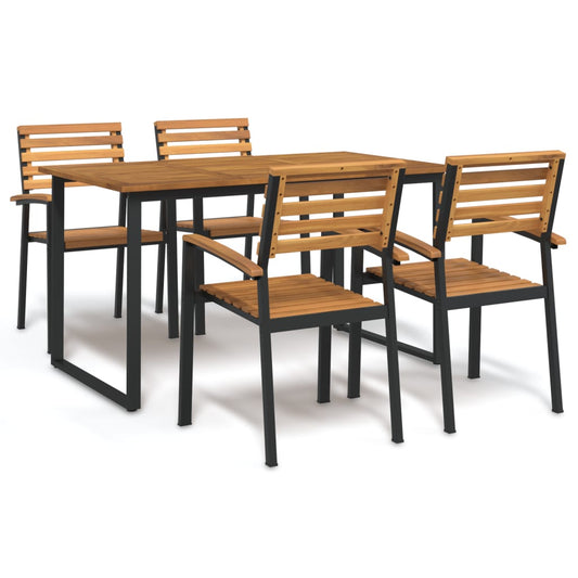 Berkfield 5 Piece Garden Dining Set Solid Wood Acacia and Metal