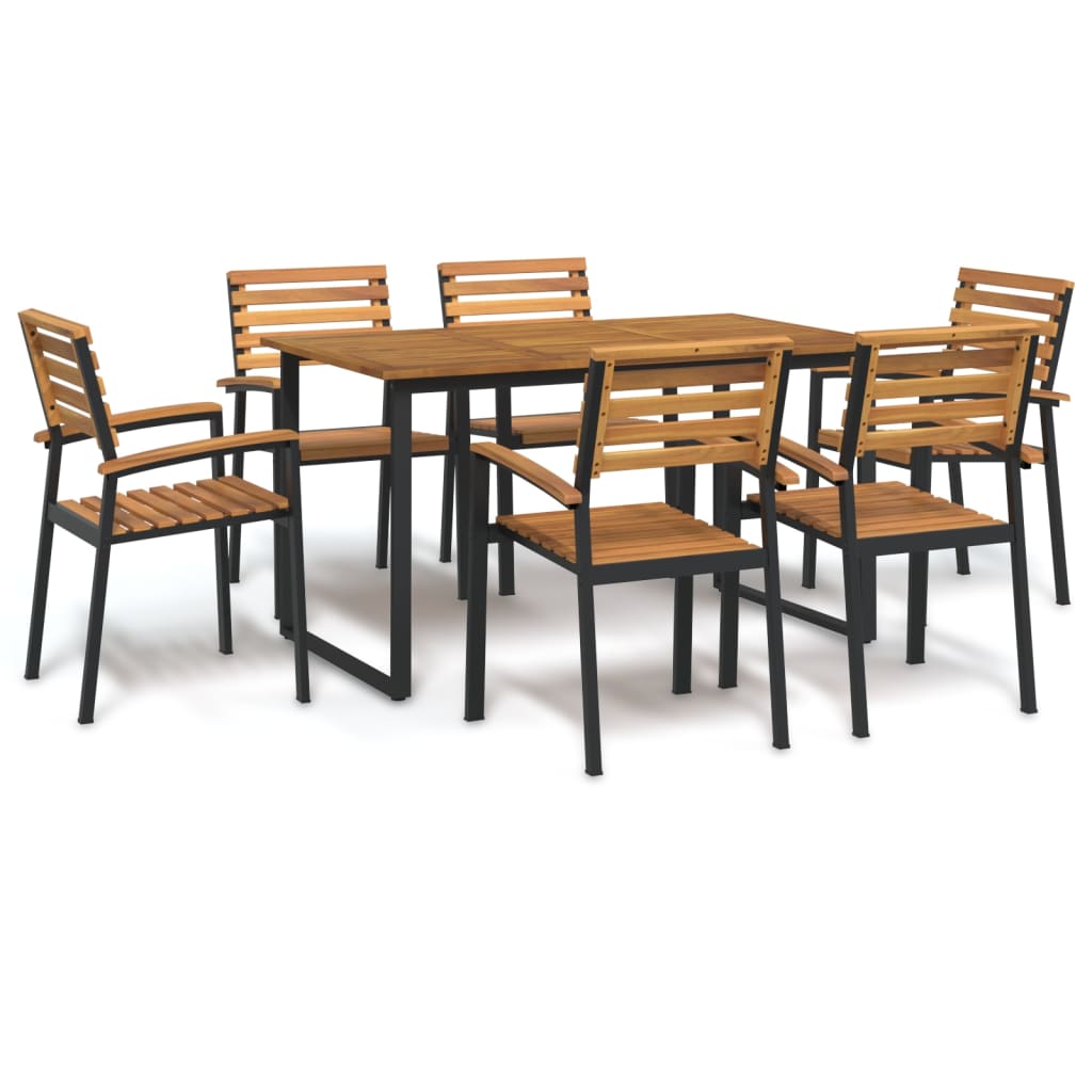 Berkfield 7 Piece Garden Dining Set Solid Wood Acacia and Metal