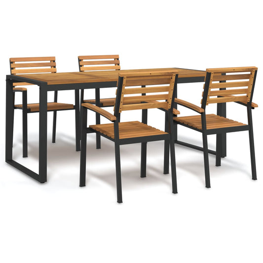 Berkfield 5 Piece Garden Dining Set Solid Wood Acacia and Metal