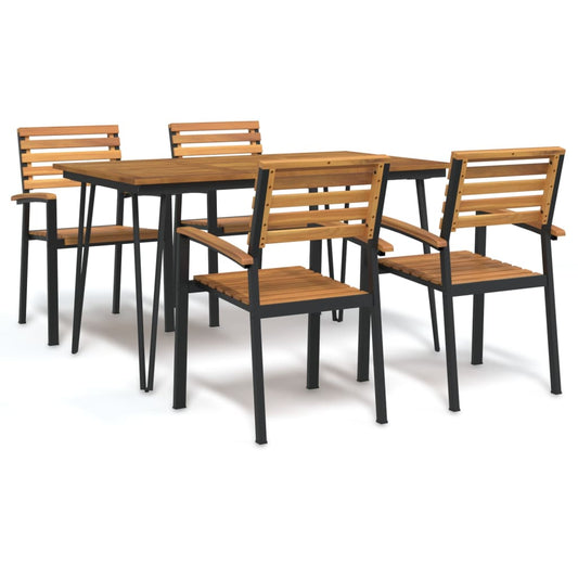 Berkfield 5 Piece Garden Dining Set Solid Wood Acacia and Metal