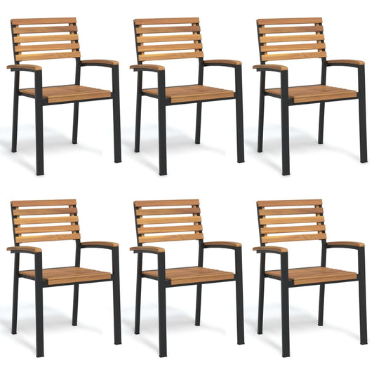 Berkfield Stackable Garden Chairs 6 pcs Solid Wood Acacia and Metal