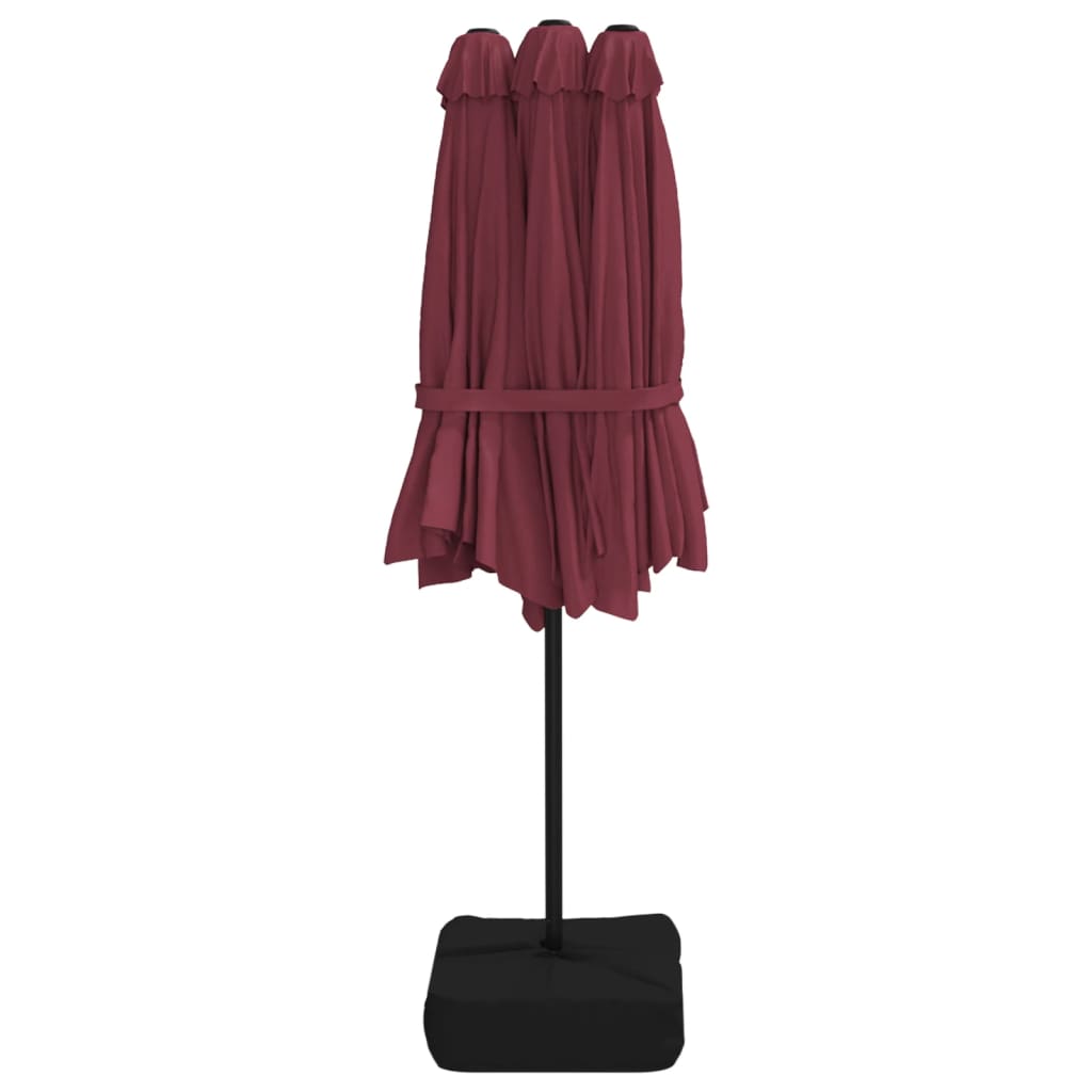 Berkfield Double-Head Parasol Bordeaux Red 449x245 cm