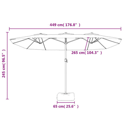 Berkfield Double-Head Parasol Bordeaux Red 449x245 cm