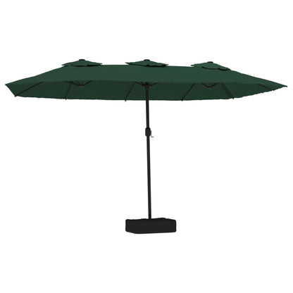 Berkfield Double-Head Parasol with LEDs Green 449x245 cm