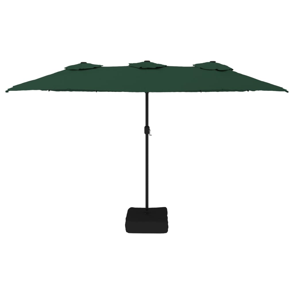 Berkfield Double-Head Parasol with LEDs Green 449x245 cm