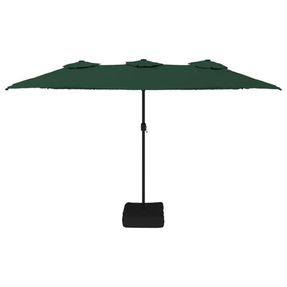 Berkfield Double-Head Parasol with LEDs Green 449x245 cm