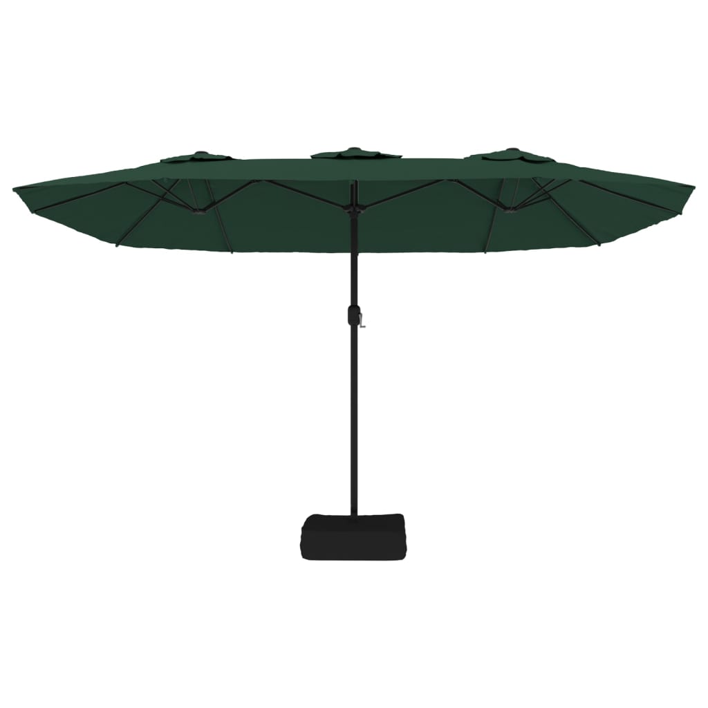 Berkfield Double-Head Parasol with LEDs Green 449x245 cm