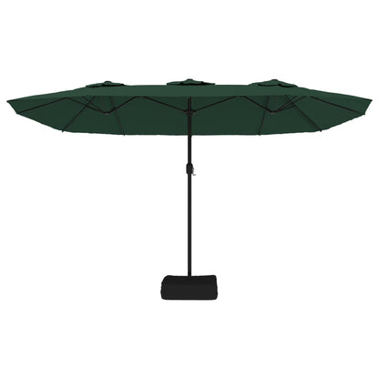 Berkfield Double-Head Parasol with LEDs Green 449x245 cm