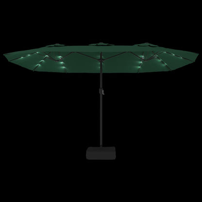Berkfield Double-Head Parasol with LEDs Green 449x245 cm