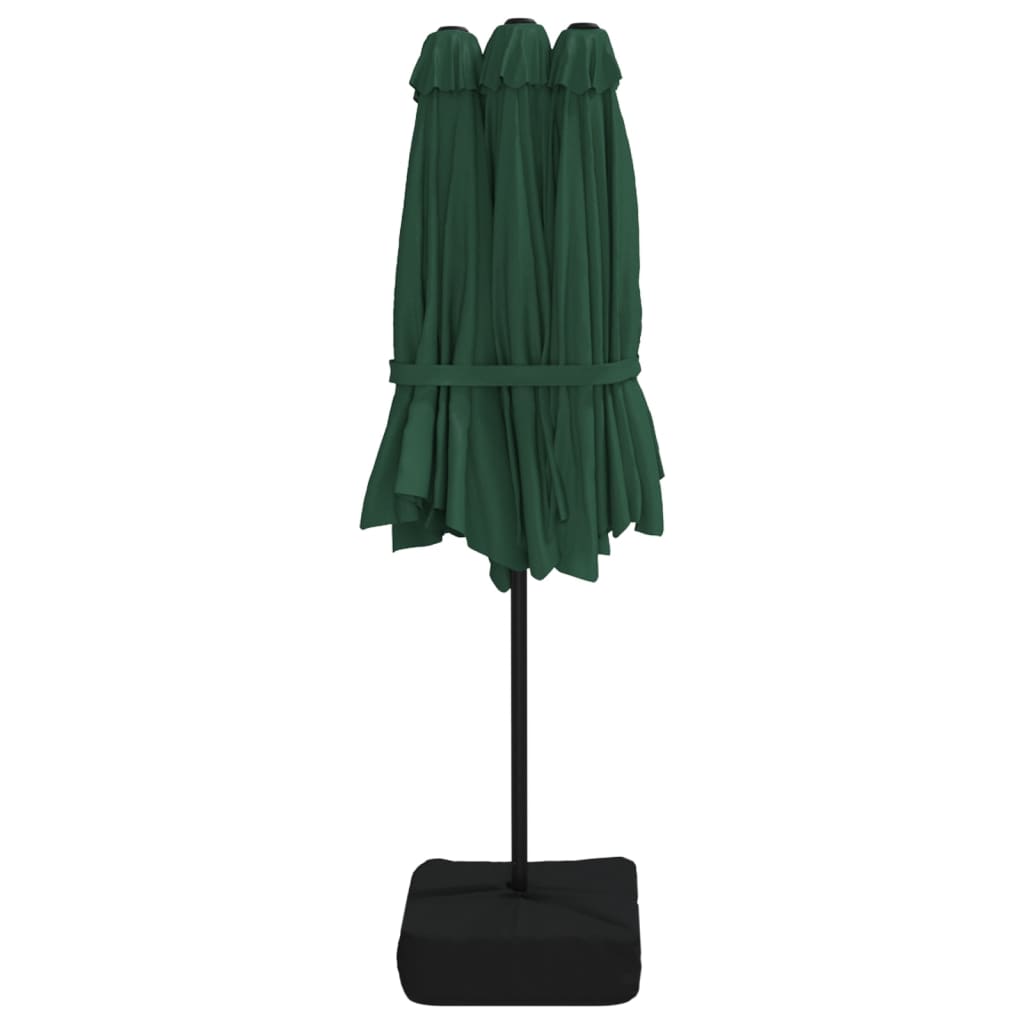 Berkfield Double-Head Parasol with LEDs Green 449x245 cm