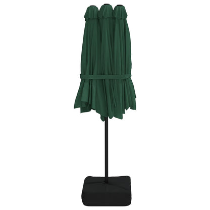 Berkfield Double-Head Parasol with LEDs Green 449x245 cm
