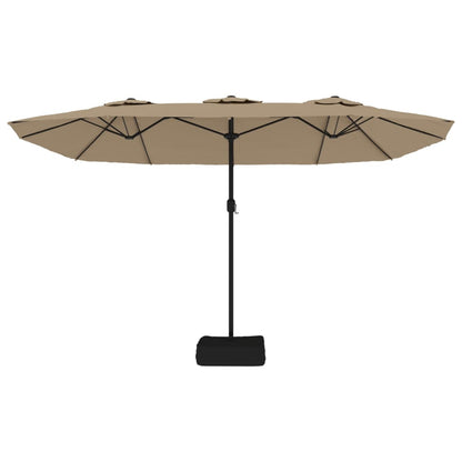 Berkfield Double-Head Parasol with LEDs Taupe 449x245 cm