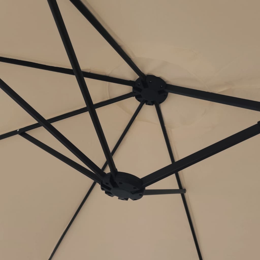 Berkfield Double-Head Parasol with LEDs Taupe 449x245 cm