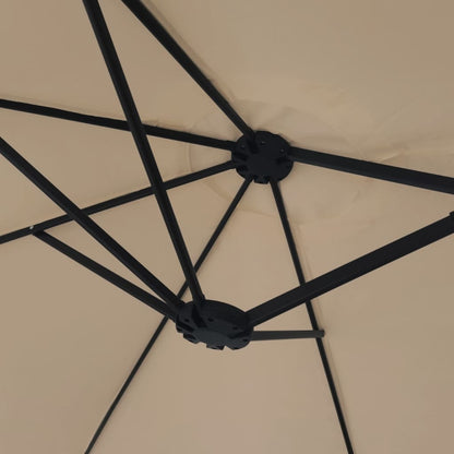 Berkfield Double-Head Parasol with LEDs Taupe 449x245 cm