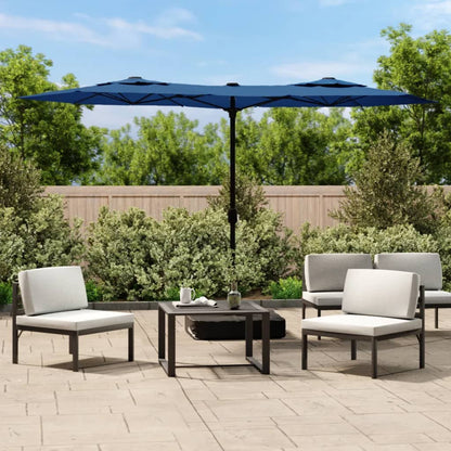 Berkfield Double-Head Parasol Azure Blue 316x240 cm