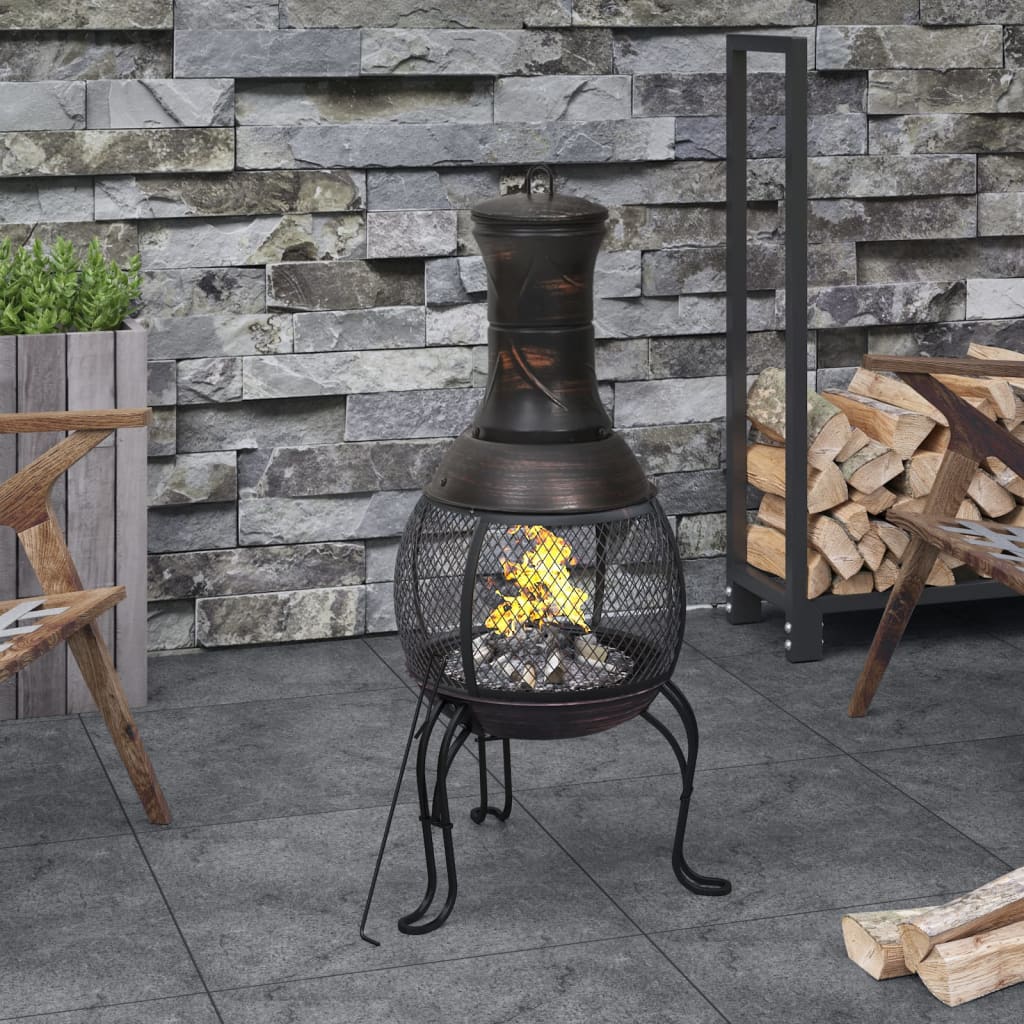 Berkfield Garden Stove with Poker 39x39x90 cm Steel