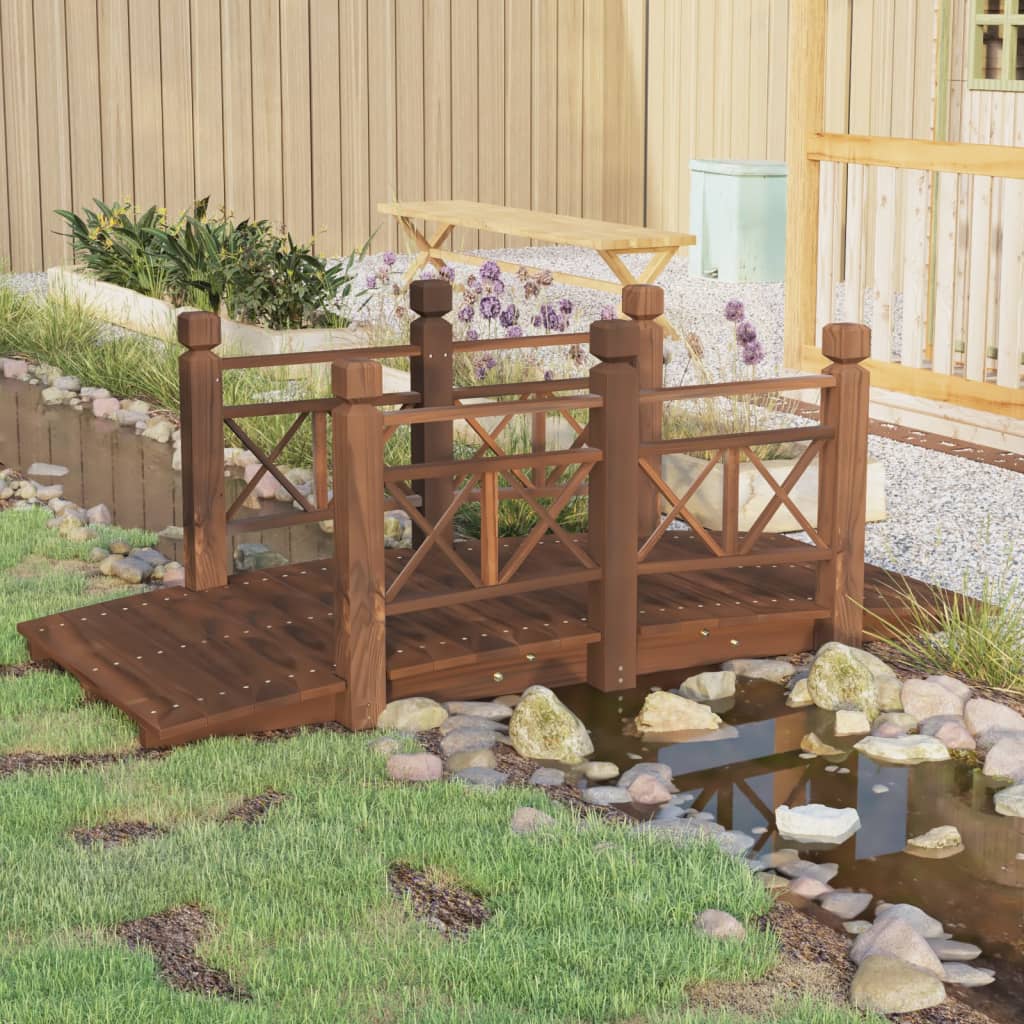 Berkfield Garden Bridge with Railings 150x67x56cm Solid Wood Spruce