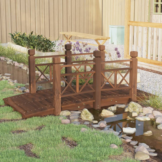 Berkfield Garden Bridge with Railings 150x67x56cm Solid Wood Spruce