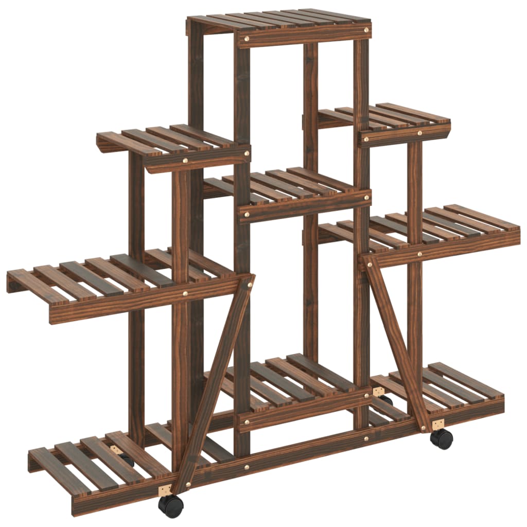 Berkfield Flower Stand with Wheels 110x25x101 cm Solid Wood Fir
