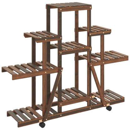 Berkfield Flower Stand with Wheels 110x25x101 cm Solid Wood Fir