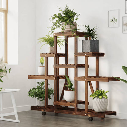 Berkfield Flower Stand with Wheels 110x25x101 cm Solid Wood Fir