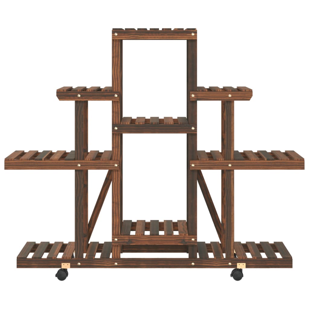 Berkfield Flower Stand with Wheels 110x25x101 cm Solid Wood Fir