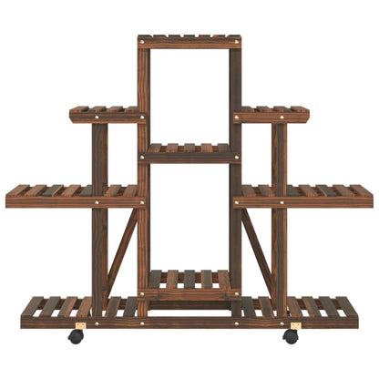 Berkfield Flower Stand with Wheels 110x25x101 cm Solid Wood Fir