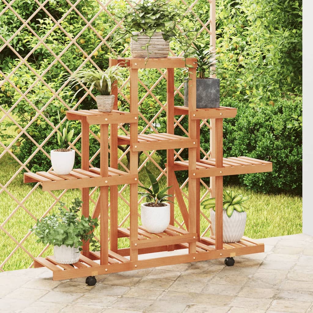 Berkfield Flower Stand with Wheels 110x25x101 cm Solid Wood Fir