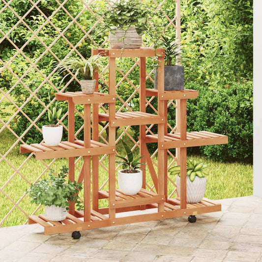 Berkfield Flower Stand with Wheels 110x25x101 cm Solid Wood Fir