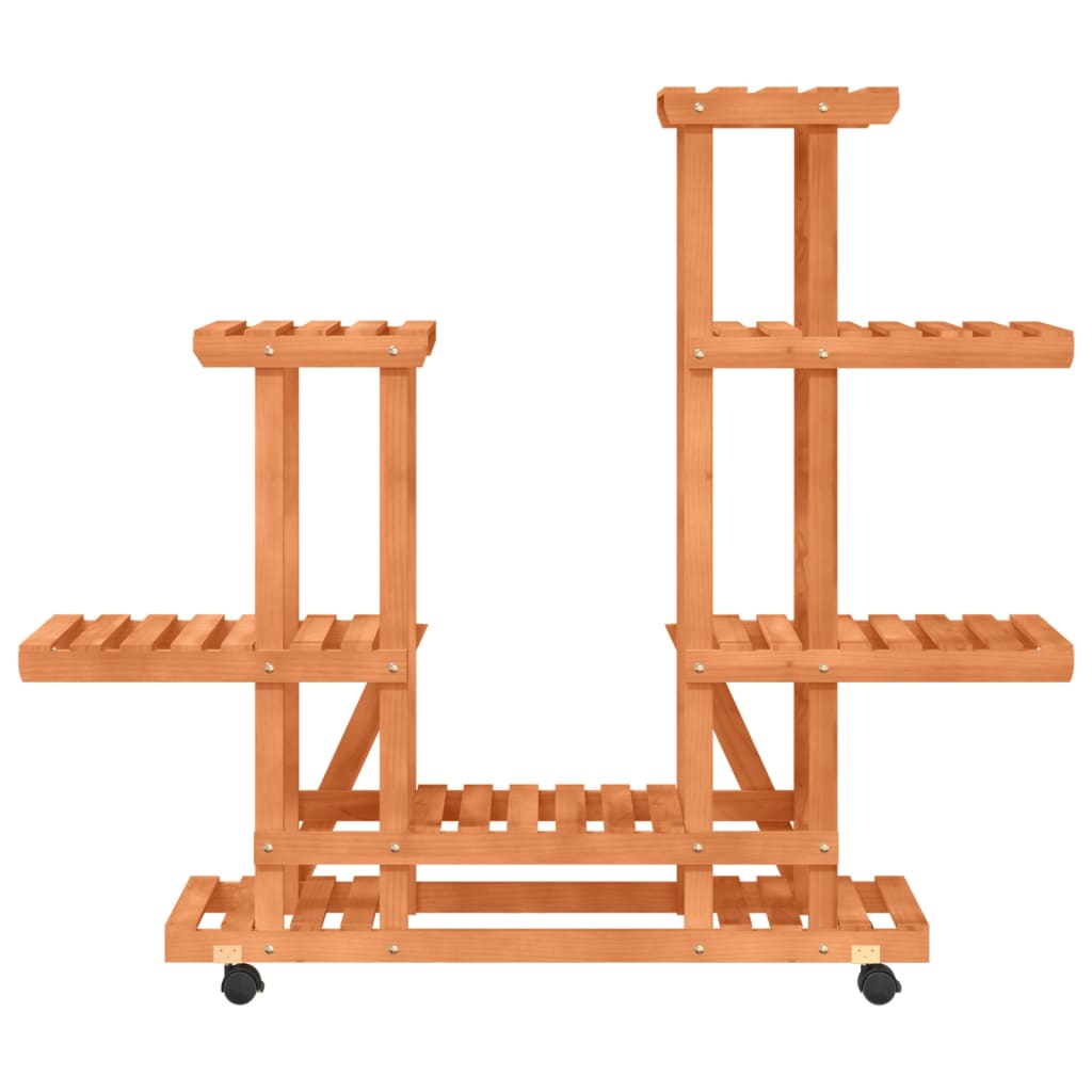 Berkfield Flower Stand with Wheels 95x25x101 cm Solid Wood Fir