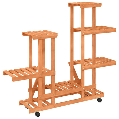 Berkfield Flower Stand with Wheels 95x25x101 cm Solid Wood Fir