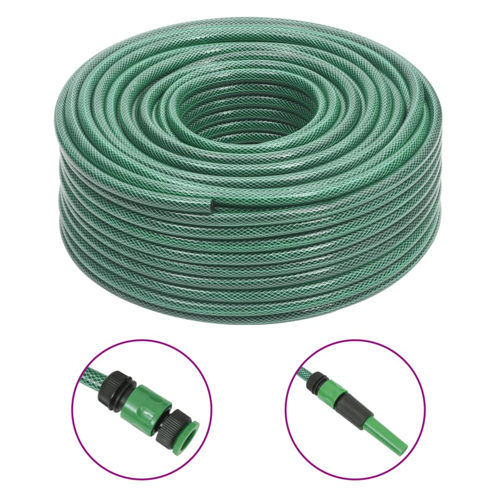 Berkfield Garden Hose with Fitting Set Green 0.6" 100 m PVC