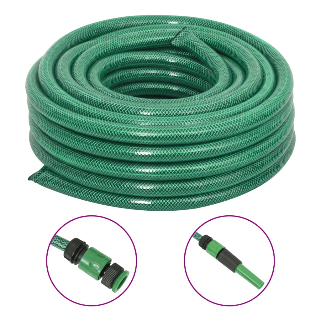 Berkfield Garden Hose with Fitting Set Green 0.9" 10 m PVC