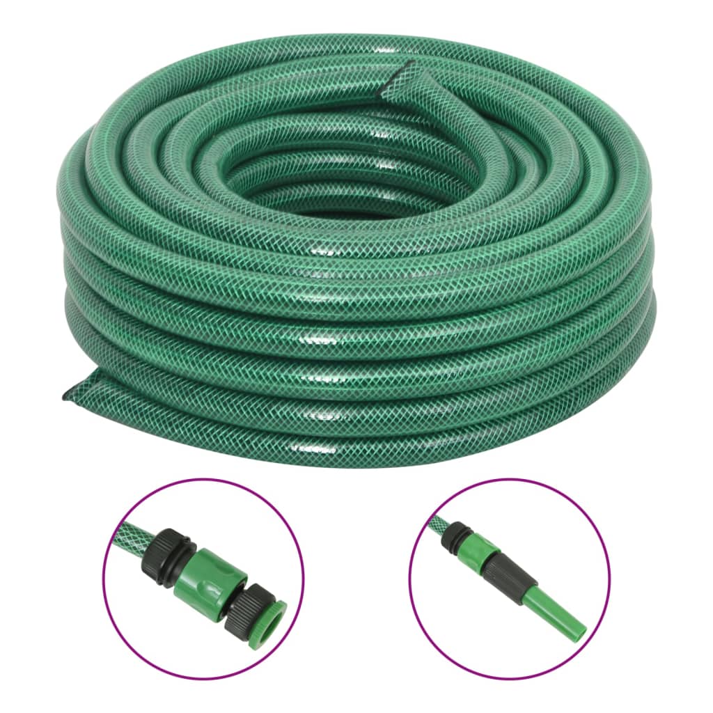 Berkfield Garden Hose with Fitting Set Green 0.9" 20 m PVC