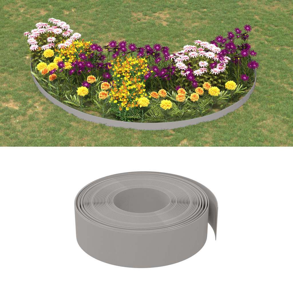 Berkfield Garden Edgings 3 pcs Grey 10 m 15 cm Polyethylene