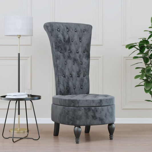 Berkfield High Back Chair Dark Grey Velvet Button Design