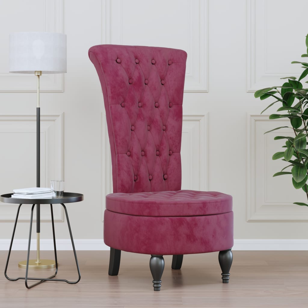 Berkfield High Back Chair Wine Red Velvet Button Design