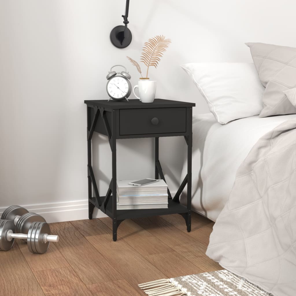 Berkfield Bedside Cabinet Black 40x42x60 cm Engineered Wood