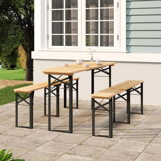 Berkfield 3 Piece Folding Beer Table Set Solid Wood Fir