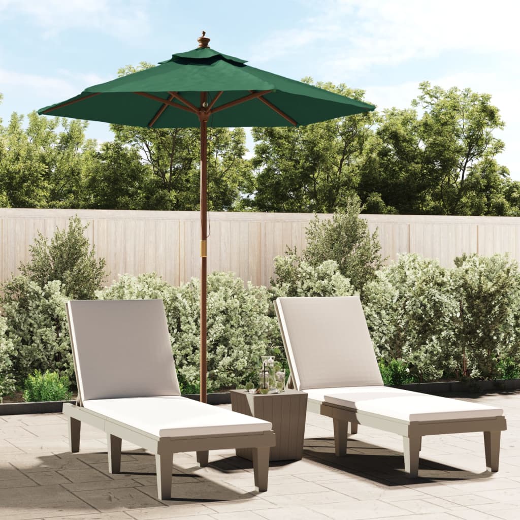 Berkfield Garden Parasol with Wooden Pole Green 196x231 cm