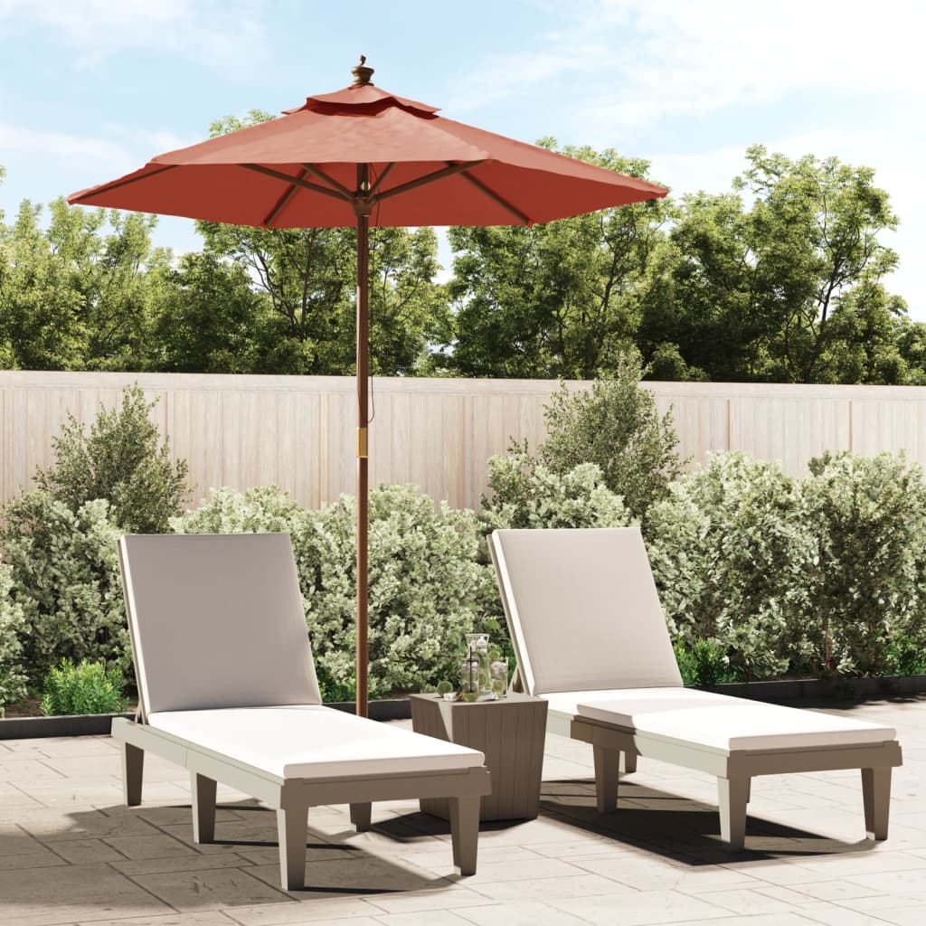 Berkfield Garden Parasol with Wooden Pole Terracotta 196x231 cm