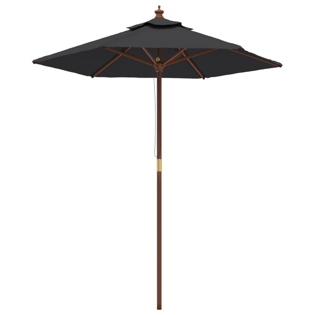 Berkfield Garden Parasol with Wooden Pole Black 196x231 cm