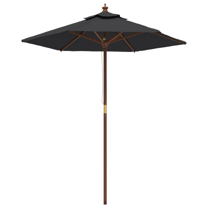 Berkfield Garden Parasol with Wooden Pole Black 196x231 cm