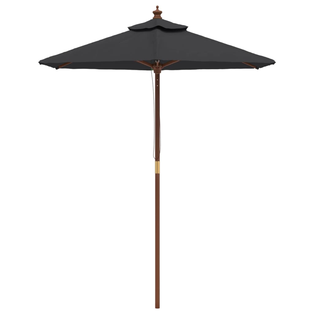 Berkfield Garden Parasol with Wooden Pole Black 196x231 cm