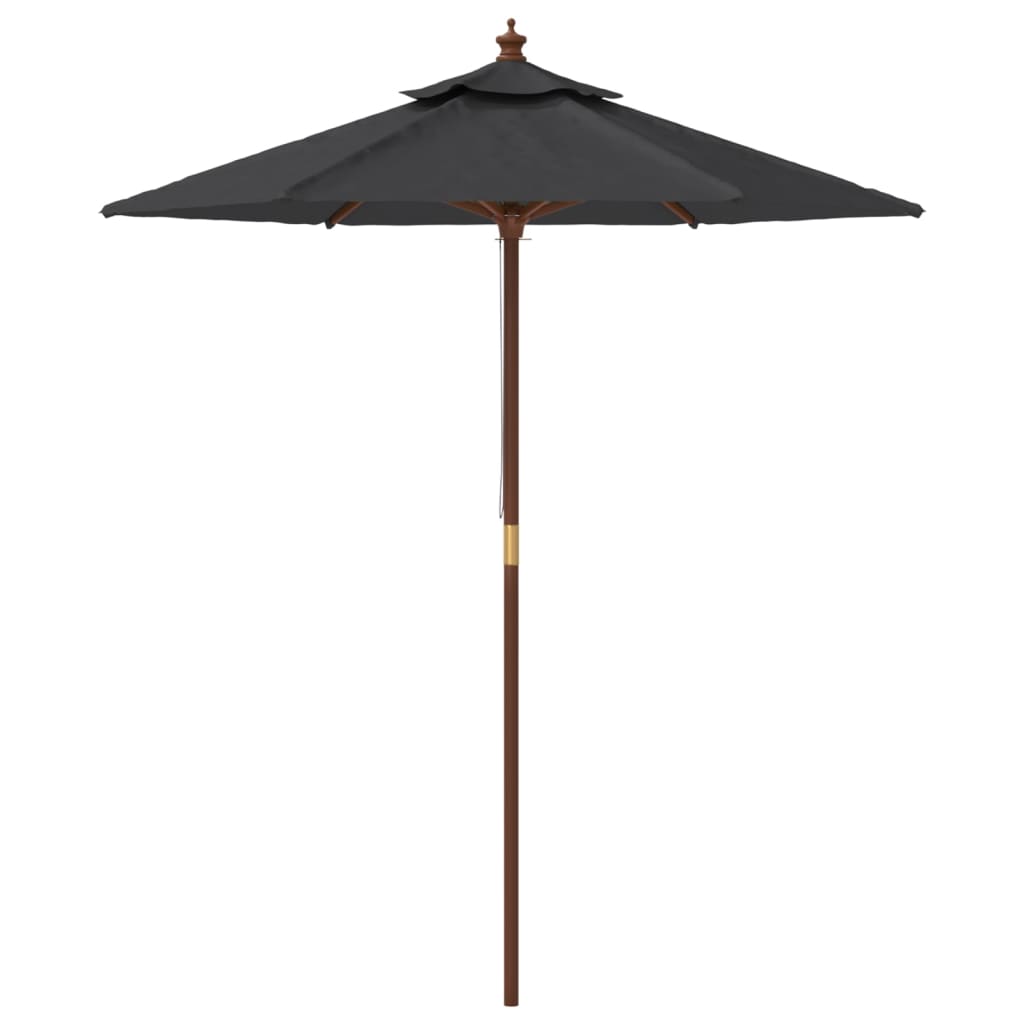 Berkfield Garden Parasol with Wooden Pole Black 196x231 cm