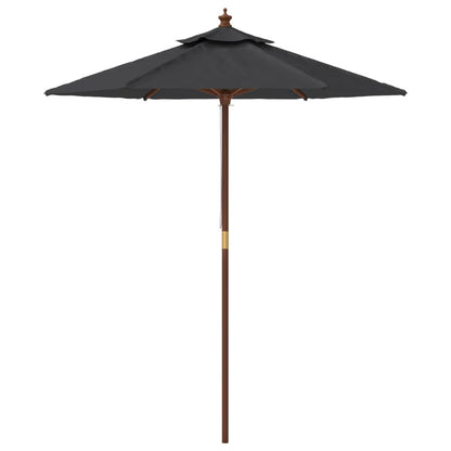 Berkfield Garden Parasol with Wooden Pole Black 196x231 cm