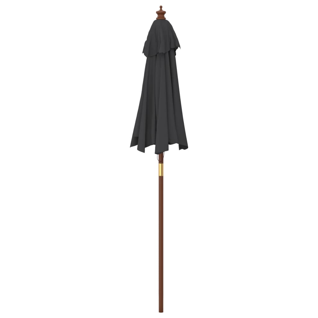 Berkfield Garden Parasol with Wooden Pole Black 196x231 cm
